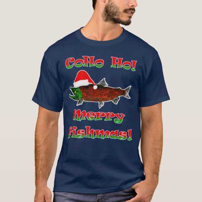 Coho Ho!  Fishmas -  Men's Basic T-shirt (Front)