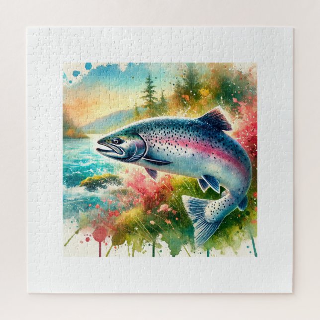 Coho salmon 180724AREF119 - Watercolor Jigsaw Puzzle (Vertical)