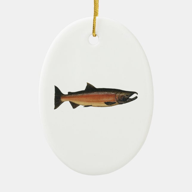 Coho - Silver Salmon (spawning phase) Ceramic Tree Decoration (Front)