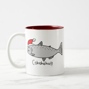 Cohohoho Christmas Salmon Doodle Two-Tone Coffee Mug