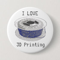 Coil of blue plastic for 3D printing with text