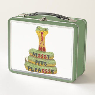 Coiled Cartoon Viper Snake with Text Metal Lunch Box