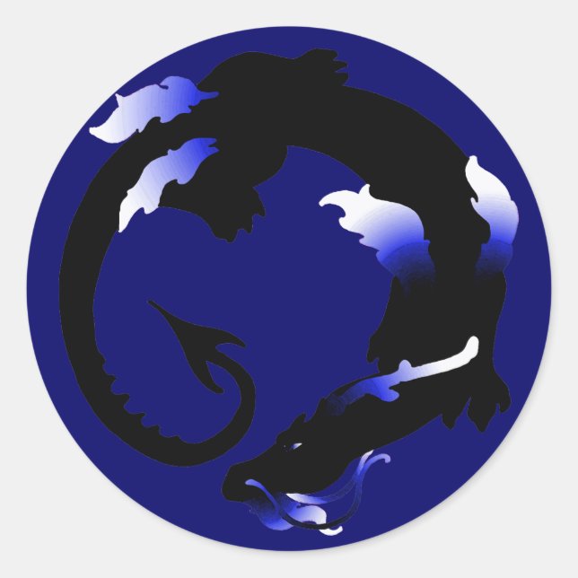 Coiled Dragon Silhouette Classic Round Sticker (Front)