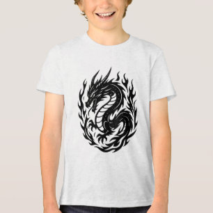 Coiled Fire Dragon Tattoo Style Tri-Blend Shirt