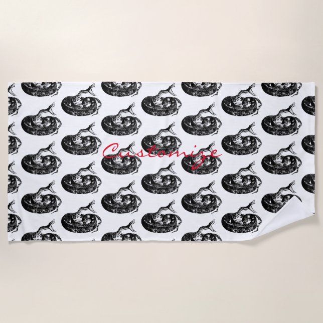 Coiled Rattlesnake Thunder_Cove Beach Towel (Front)