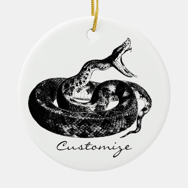 Coiled Rattlesnake Thunder_Cove Ceramic Tree Decoration (Front)