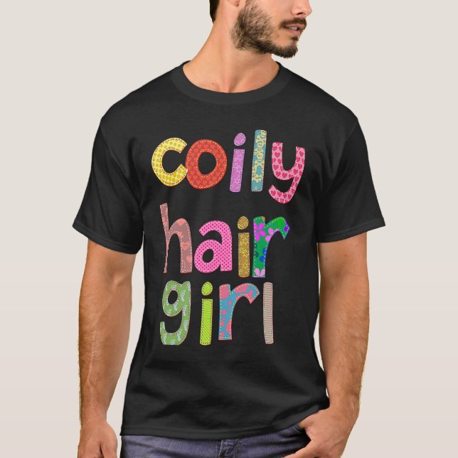 Coily Hair Girl Curly Black Afro Queen Melanin Pop T-Shirt (Front)
