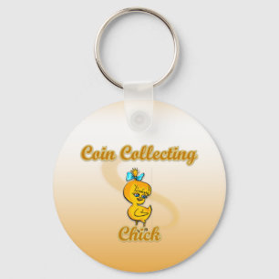 Coin Collecting Chick Key Ring