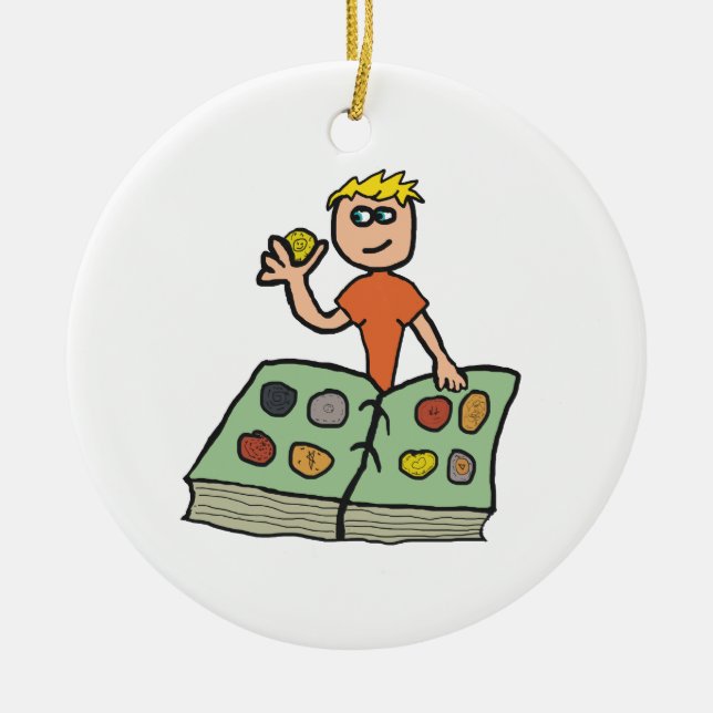 Coin Collecting Numismatist Ceramic Tree Decoration (Front)