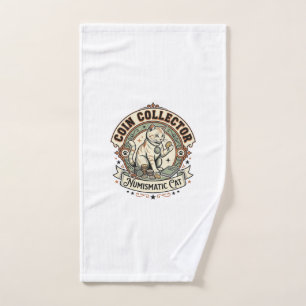Coin Collector Numismatic Cat Coin Collector Numis Hand Towel