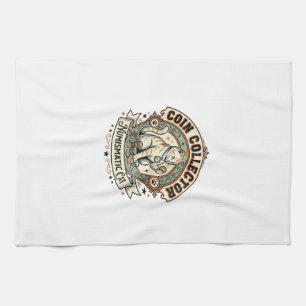 Coin Collector Numismatic Cat Coin Collector Numis Tea Towel