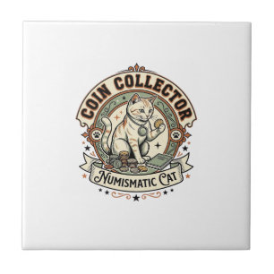 Coin Collector Numismatic Cat Coin Collector Numis Tile