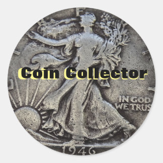 Coin Collector Walking Liberty Half Classic Round Sticker