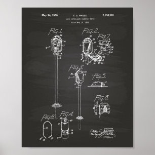 Coin Parking Metre 1938 Patent Art Chalkboard Poster