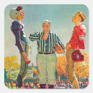 Coin Toss by Norman Rockwell Square Sticker
