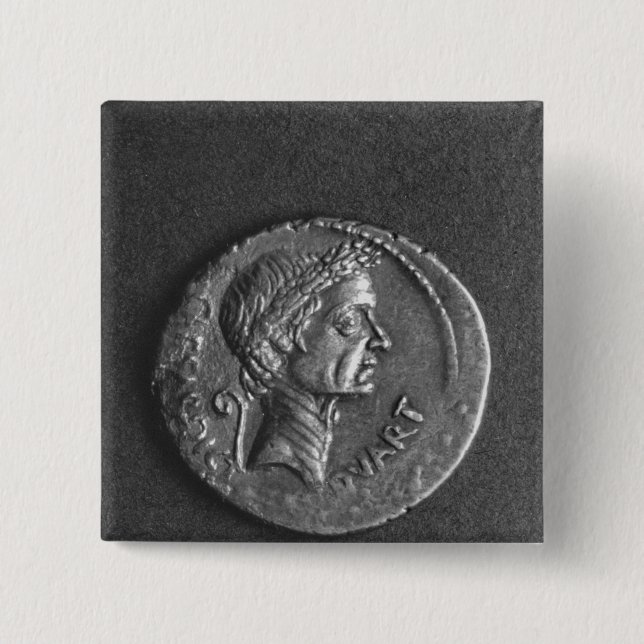Coin with a portrait of Julius Caesar 15 Cm Square Badge (Front)