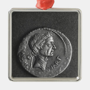Coin with a portrait of Julius Caesar Metal Tree Decoration