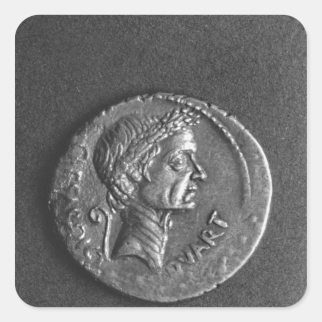 Coin with a portrait of Julius Caesar Square Sticker (Front)
