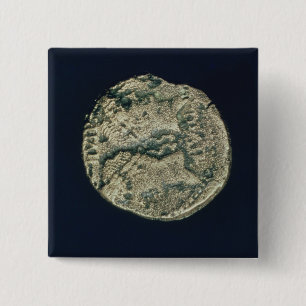 Coin with heads of Julius Caesar  and Augustus 15 Cm Square Badge
