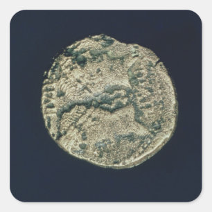 Coin with heads of Julius Caesar  and Augustus Square Sticker