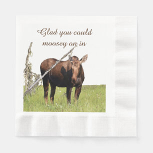 Coined Luncheon Napkin w/ moose