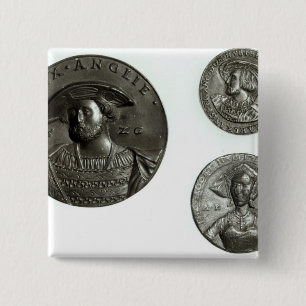 Coins depicting Henry VIII and Anne Boleyn 15 Cm Square Badge