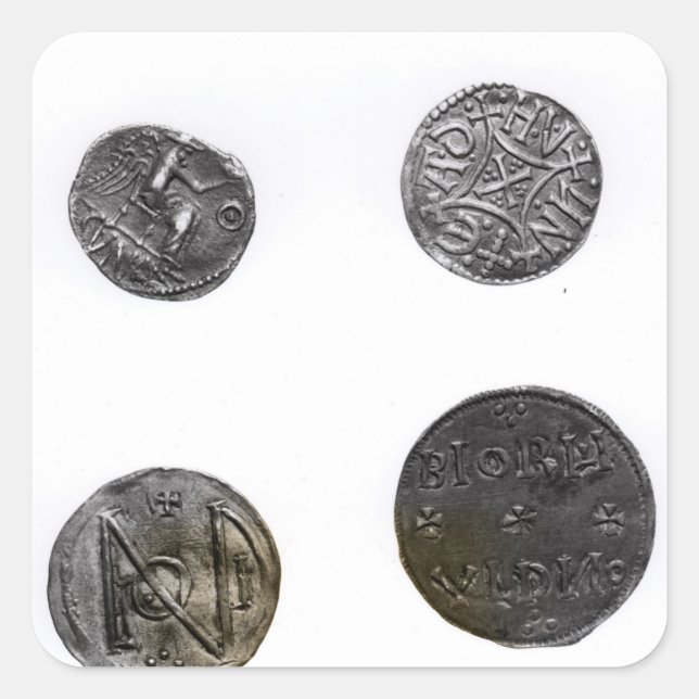 Coins of Cunobelinus or Cymbeline ,King of Mercia Square Sticker (Front)