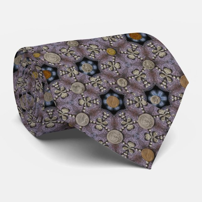 Coins Silver & Pennies Tie (Rolled)