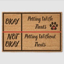 Coir Door Mat | Okay Not Okay, Petting With Treats