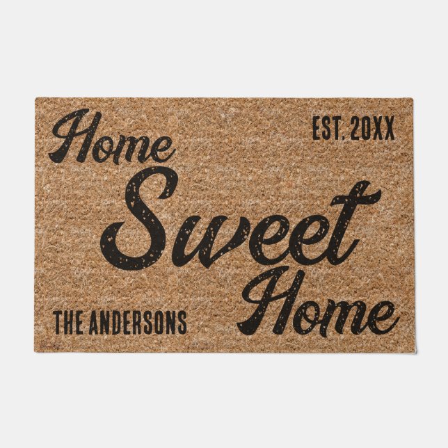 Coir Texture Home Sweet Home Personalised Doormat (Front)