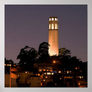 Coit Tower at Night Poster