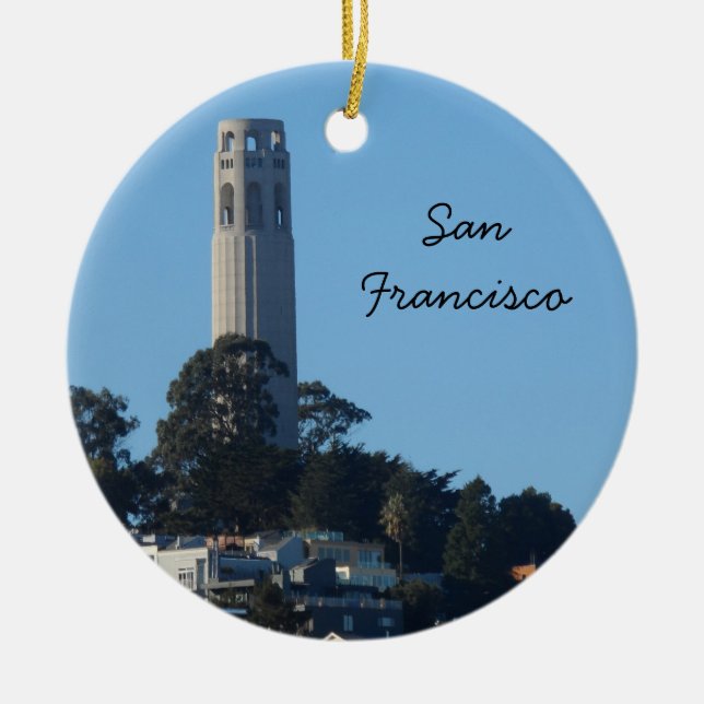 Coit Tower- San Francisco Ceramic Tree Decoration (Front)