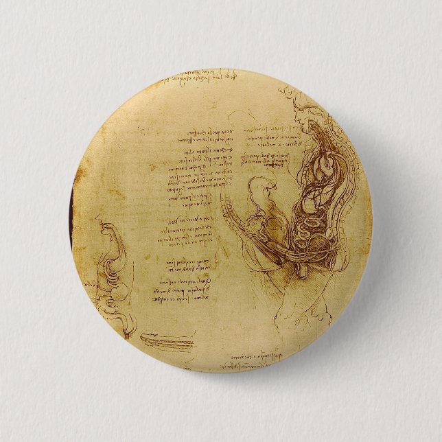 Coition of a hemisected man and woman 6 cm round badge (Front)