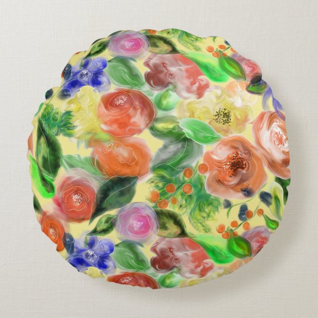 Cojin de flores  round cushion (Front)