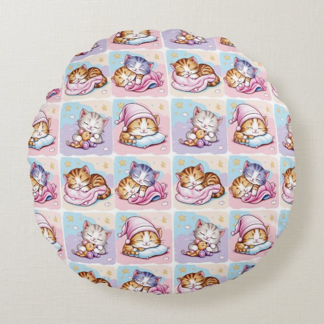 Cojín redondo - Gatito de Sueños Round Cushion (Front)