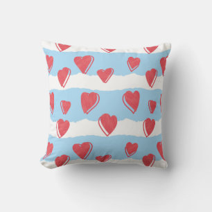 Cojín with hearts and blue and white stripes cushion