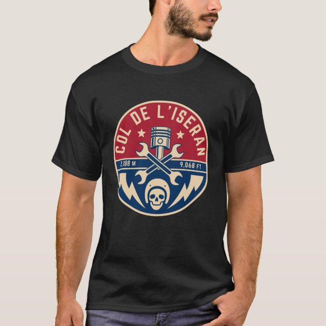 Col de l’Iseran french Alpes motobike tour T-Shirt (Front)