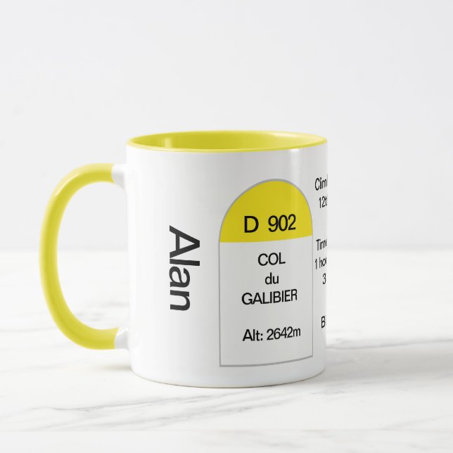 Col du galibier, french road marker, road bike mug (Left)