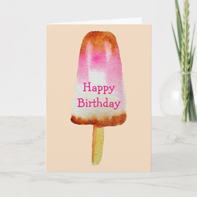 Cola popsicle cute Summertime watercolor birthday Card (Front)