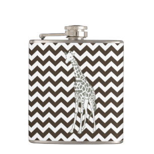 Cola Safari Chevron with Pop Art Giraffe Hip Flask