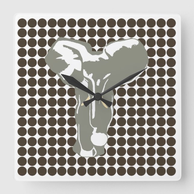 Cola Safari Dot with Pop Art Elephant Square Wall Clock (Front)