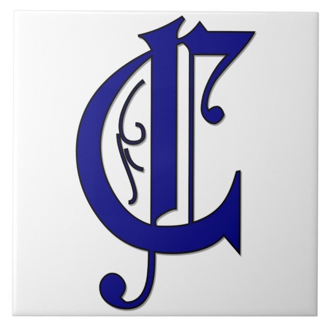 Colchester Letter C Blue Monogram Accent Tile (Front)
