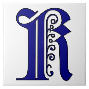 Colchester Letter K in Blue Monogram Tile