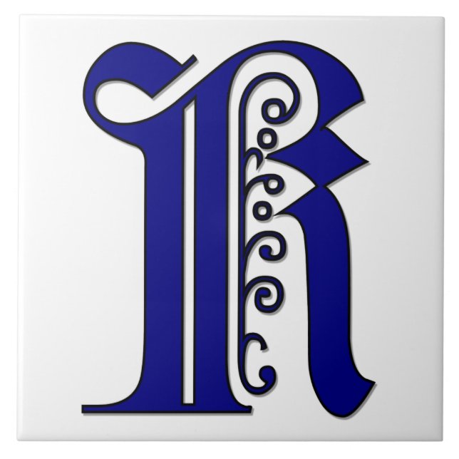 Colchester Letter K in Blue Monogram Tile (Front)