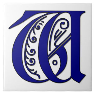 Colchester Letter W in Blue Monogram Tile