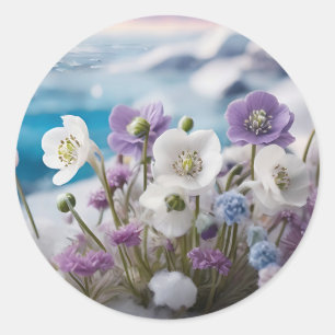 Cold Arctic Flowers Classic Round Sticker