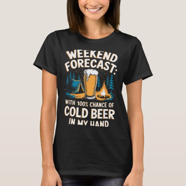 Cold beer camping mountain graphic  T-Shirt (Front)