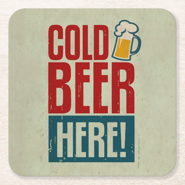Cold Beer Square Paper Coaster (Front)