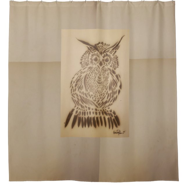 Cold Black Owl  Shower Curtain (Front)