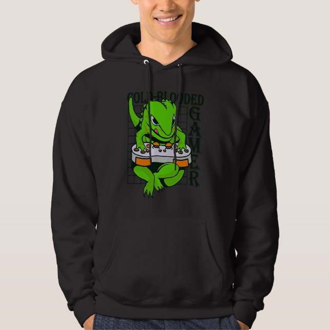cold blooded gamer gecko lizard reptile hoodie (Front)